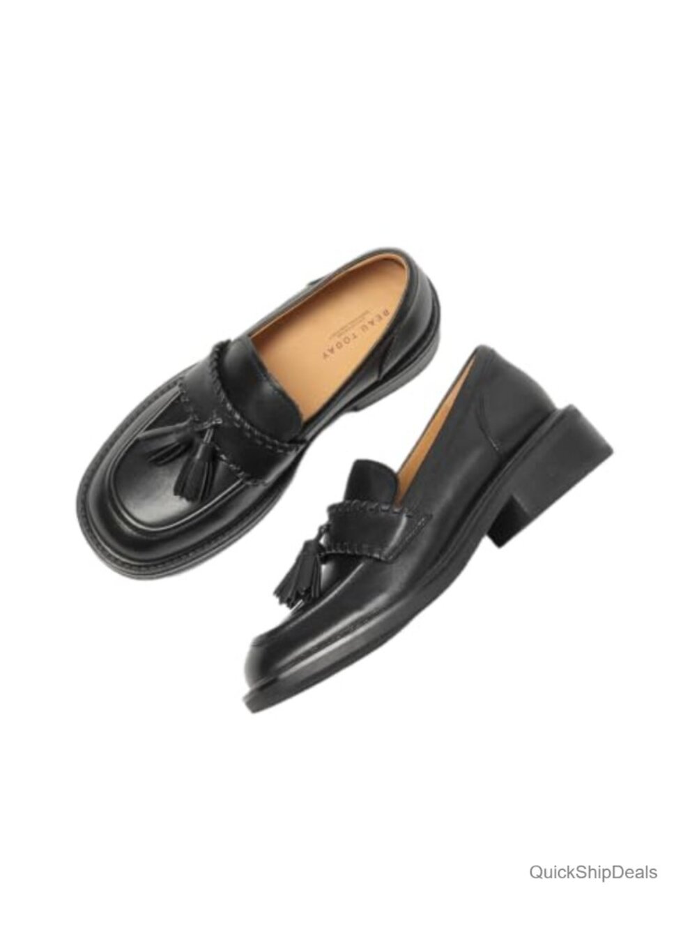 Tassel Platform Leather Loafers Calfskin Slip-On Business Casual Shoes